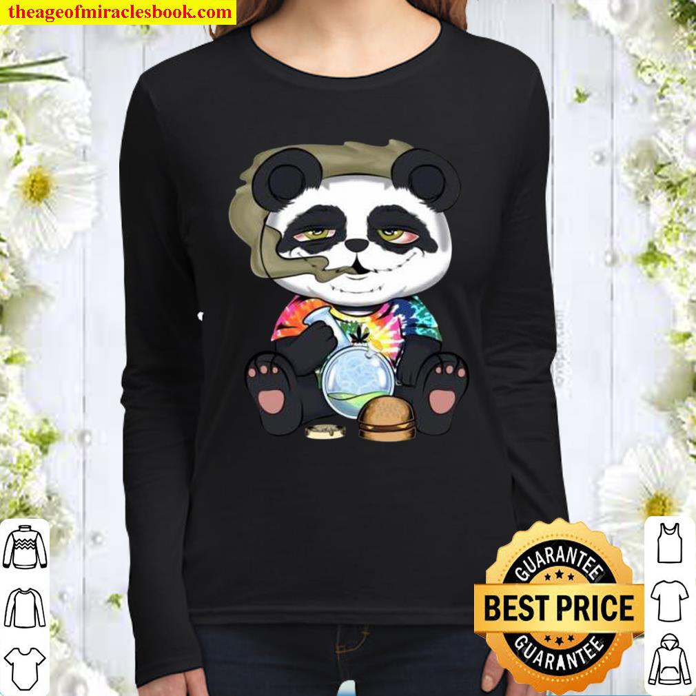 Weed Panda Bear Women Long Sleeved