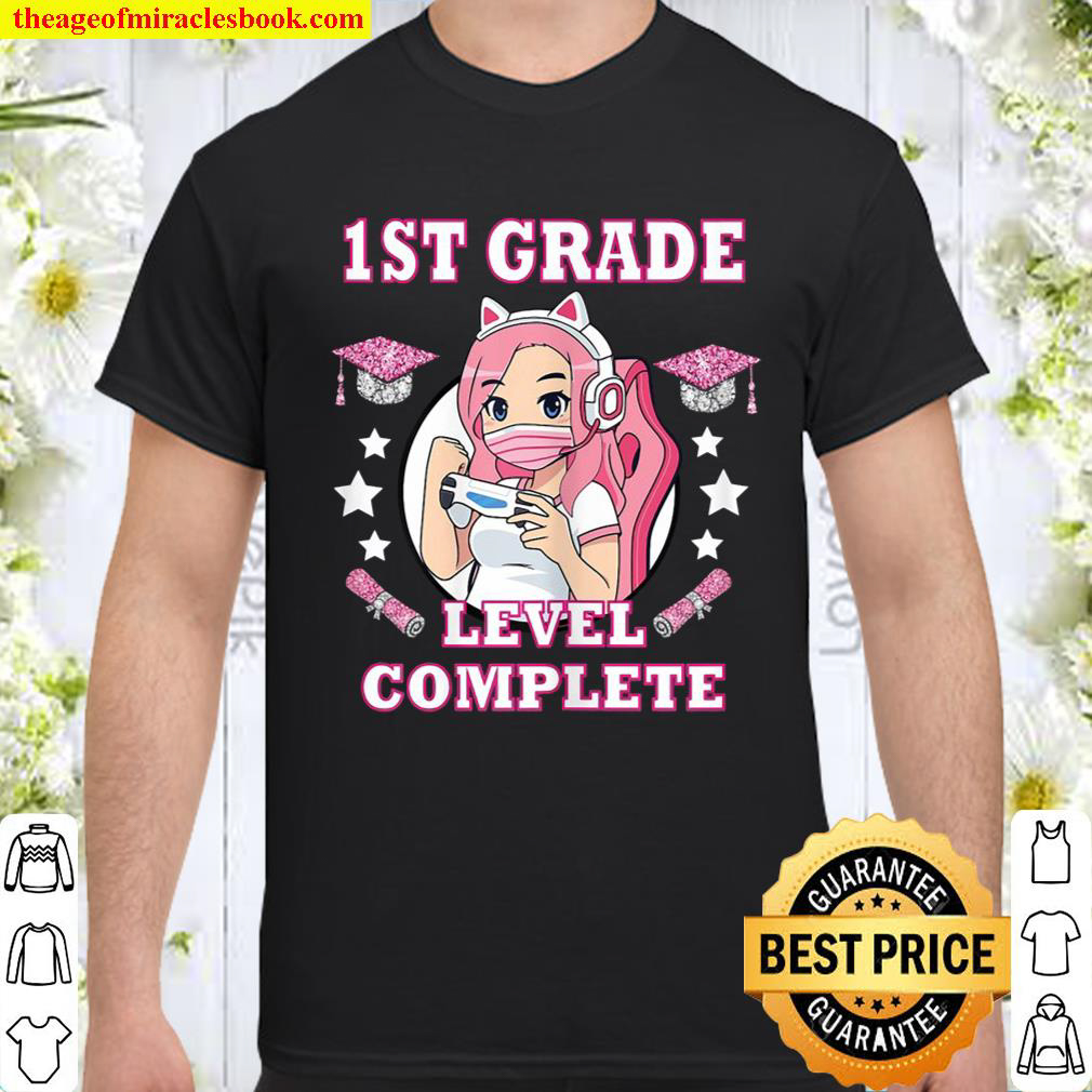 Official 1St Grade Level Complete Funny Gaming Graduation Anime Girl shirt