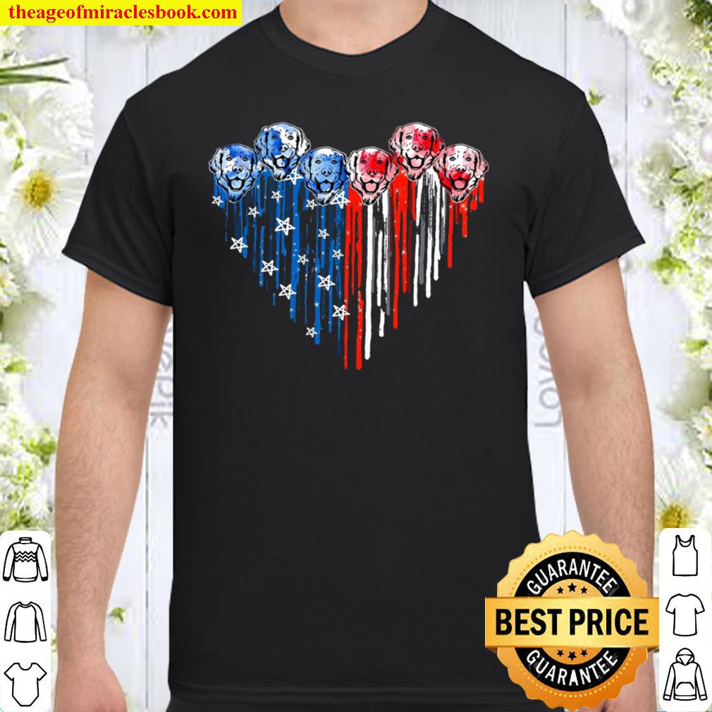 American Flag Heart Golden Retriever Dog Shirt American Flag Heart Golden Retriever Dog Shirt