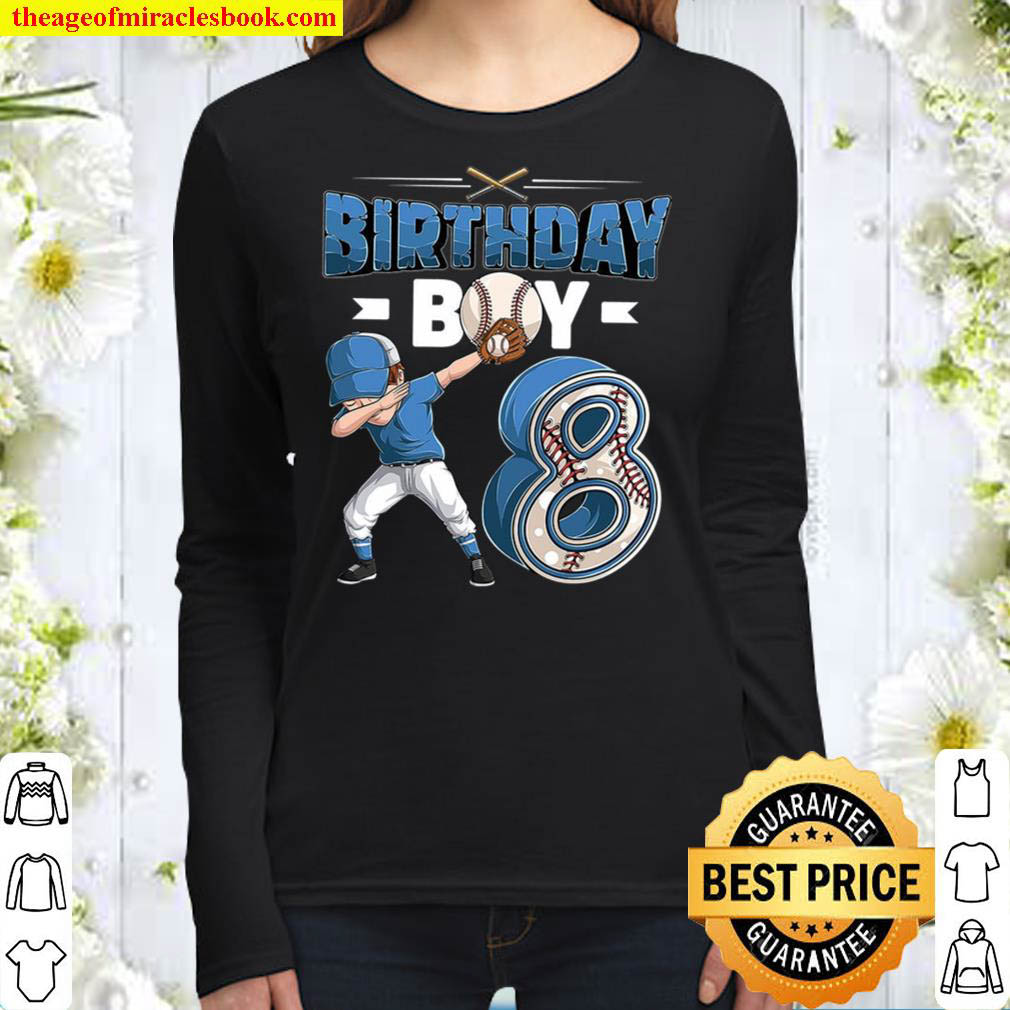 Birthday boy 8 dabbing baseball Women Long Sleeved