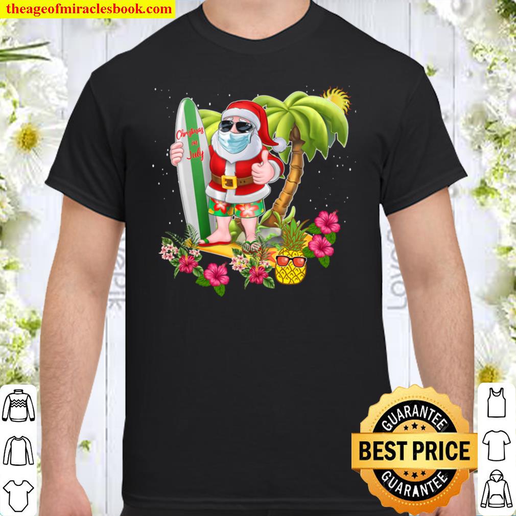 Christmas In July Tee Funny Santa Mask Summer Beach Vacation T-Shirt