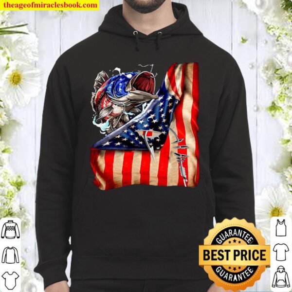 Fishing Hooked American Flag Hoodie