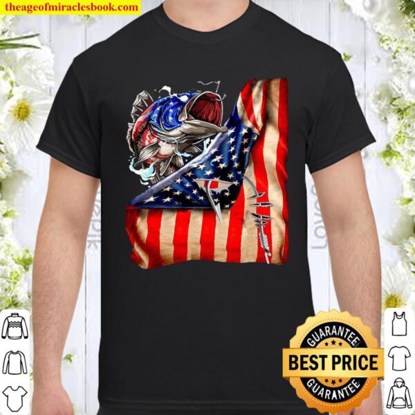 Fishing Hooked American Flag Shirt