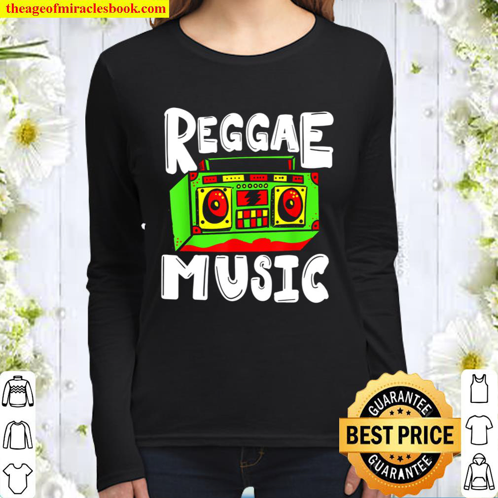 Reggae Music Boombox Rastafari Jamaican Women Long Sleeved