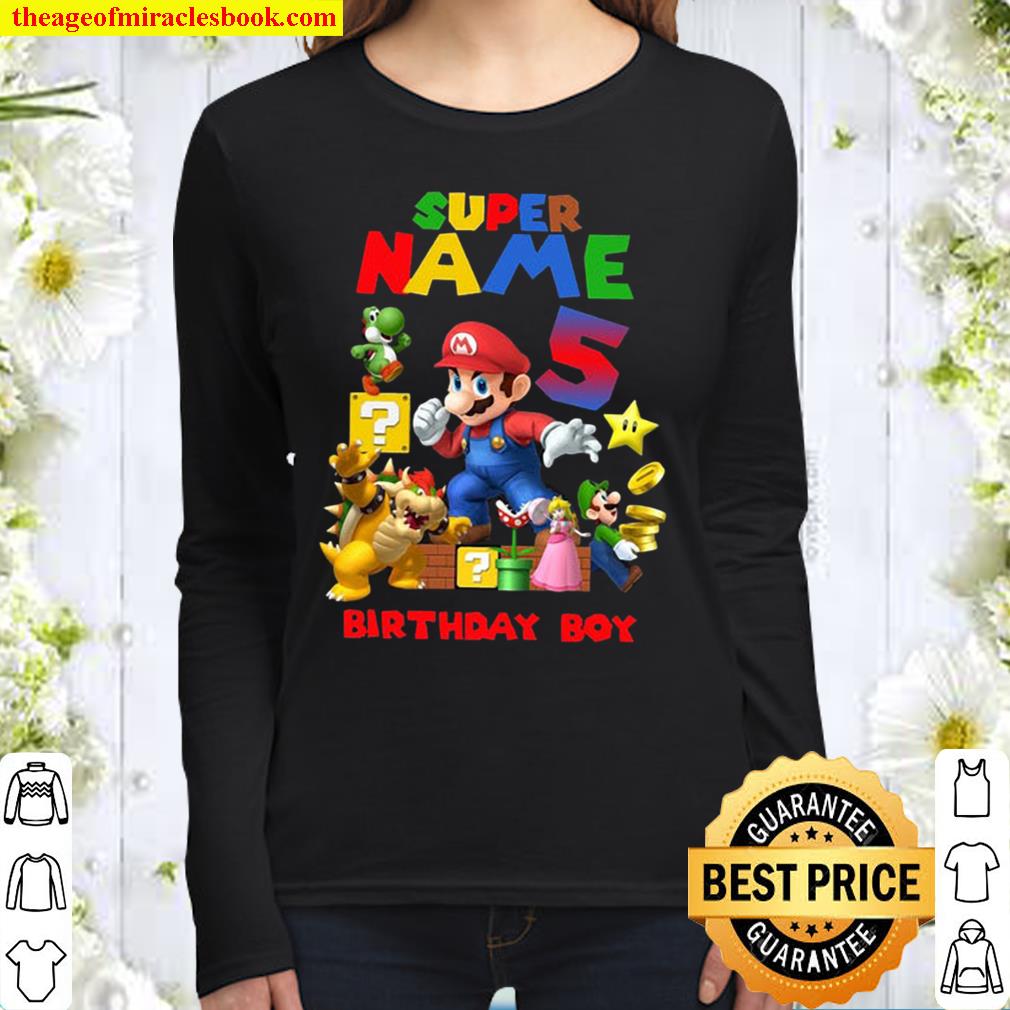 Super Mario Birthday Family custom Women Long Sleeved