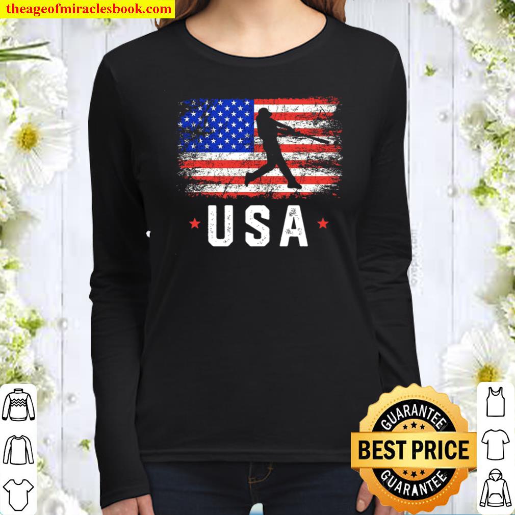 USA Flag Team Baseball Women Long Sleeved
