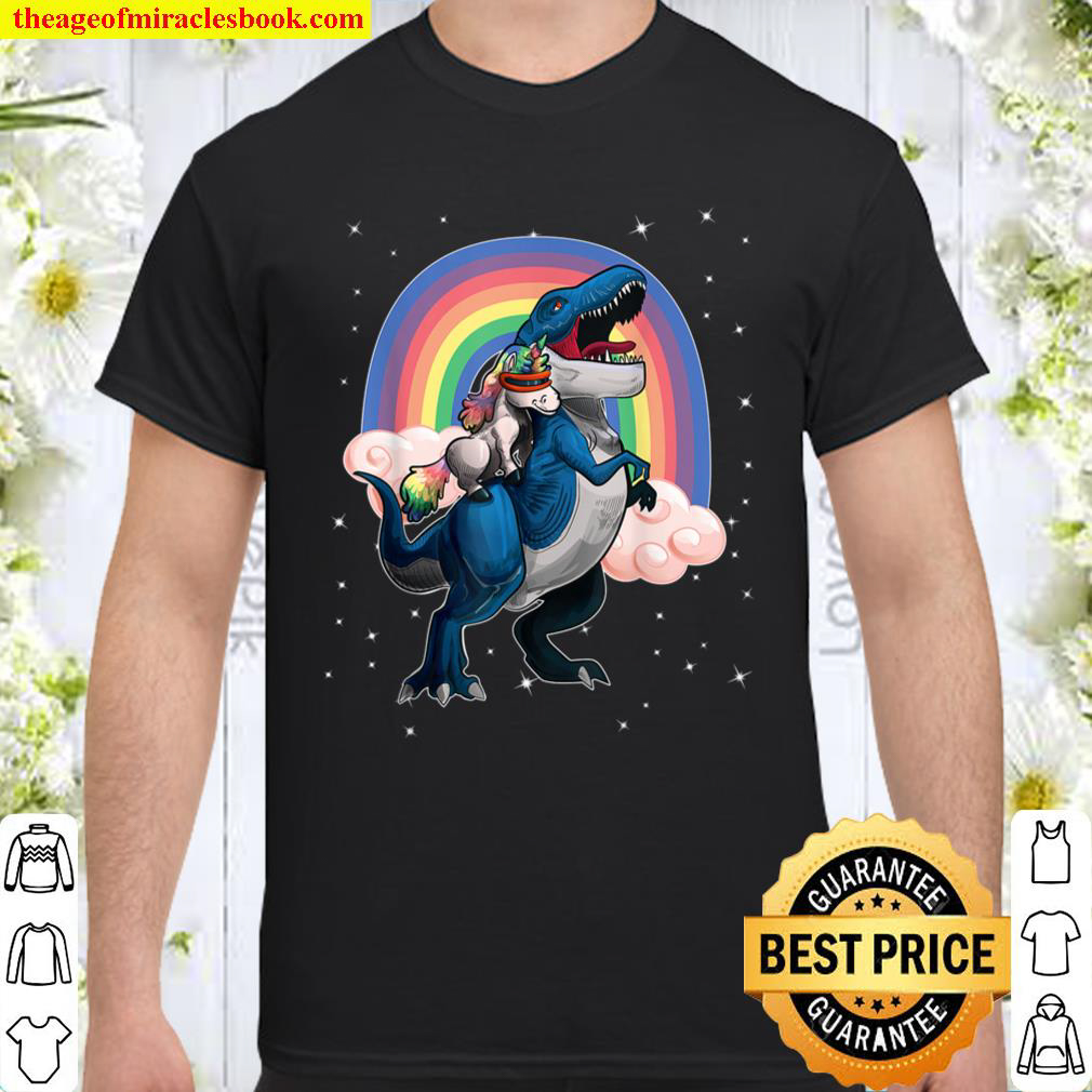 Unicorn Riding T Rex Dinosaur Children_s Christmas Gift shirt Unicorn Riding T Rex Dinosaur Children_s Christmas Gift shirt