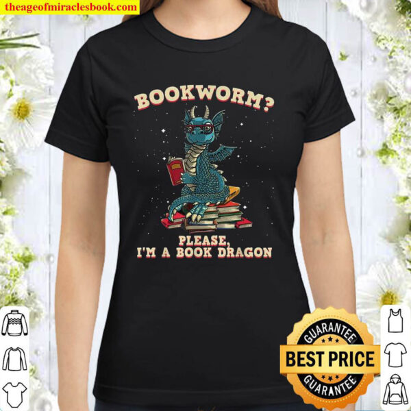 Bookworm Book Dragon Reader Library Classic Women T Shirt