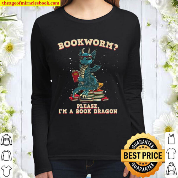 Bookworm Book Dragon Reader Library Women Long Sleeved