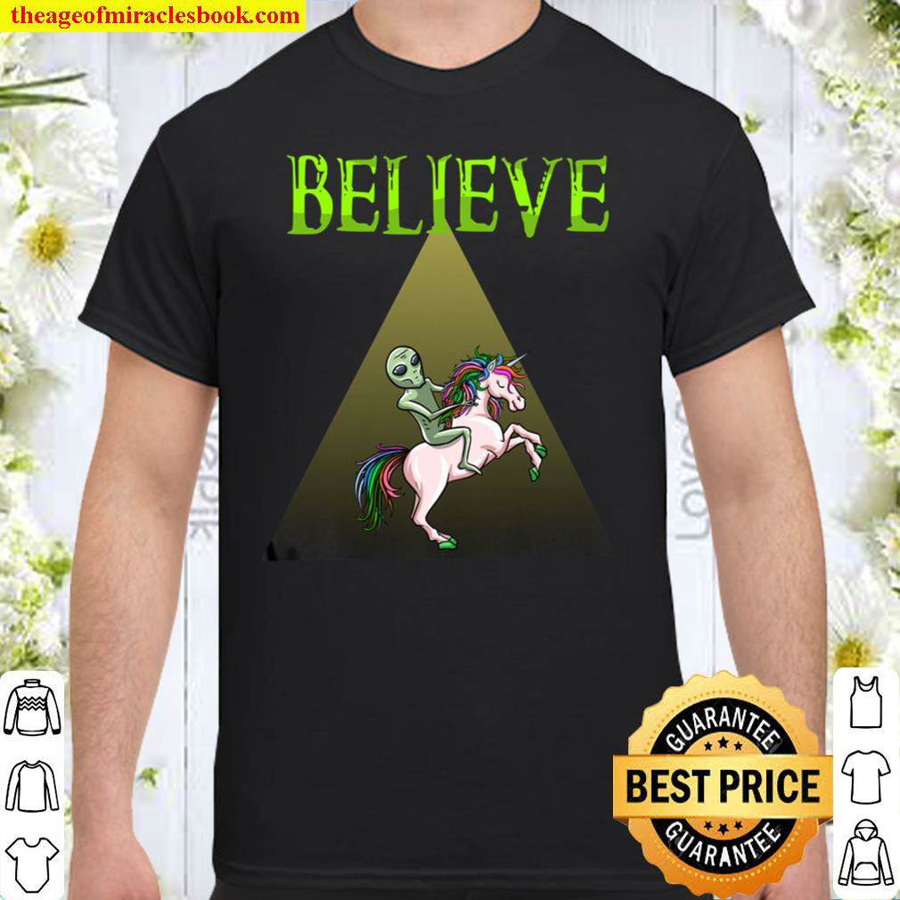 [Best Sellers] – Cool Believe  Funny Alien Riding Unicorn Horse Rider Gift version 2