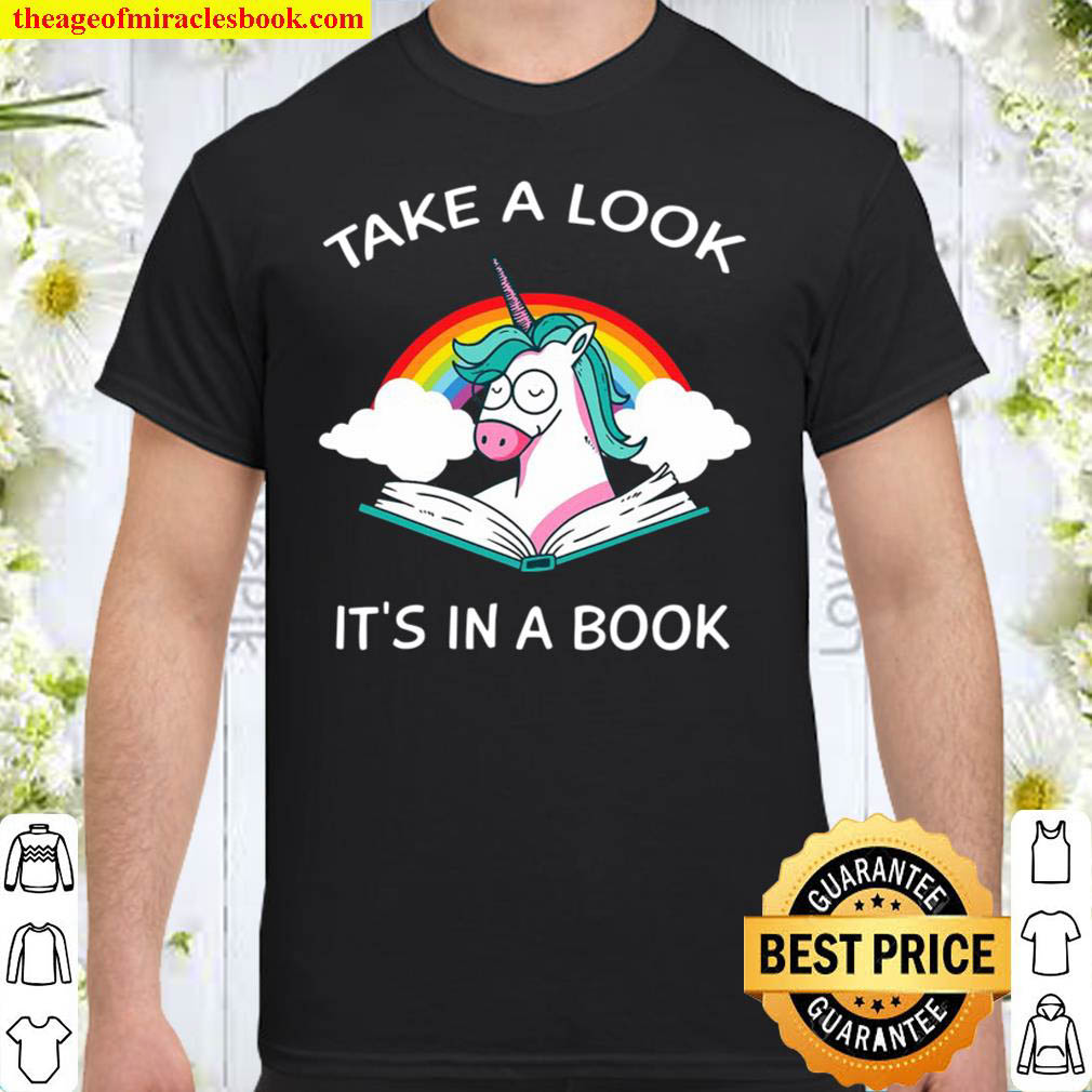Official Girls Take A Look It’s In The Book Rainbow Unicorn Reading Shirt