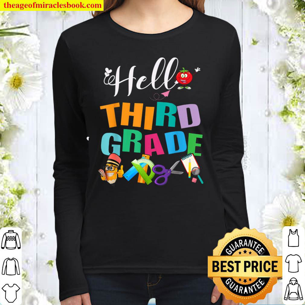 Kids Goodbye 2nd Grade Hello 3rd Grade Back To School Women Long Sleeved