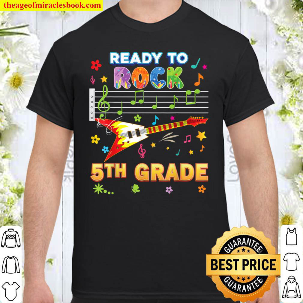 Official Ready To Rock Fifth Grade 5th Back School Electric Guitar T-Shirt
