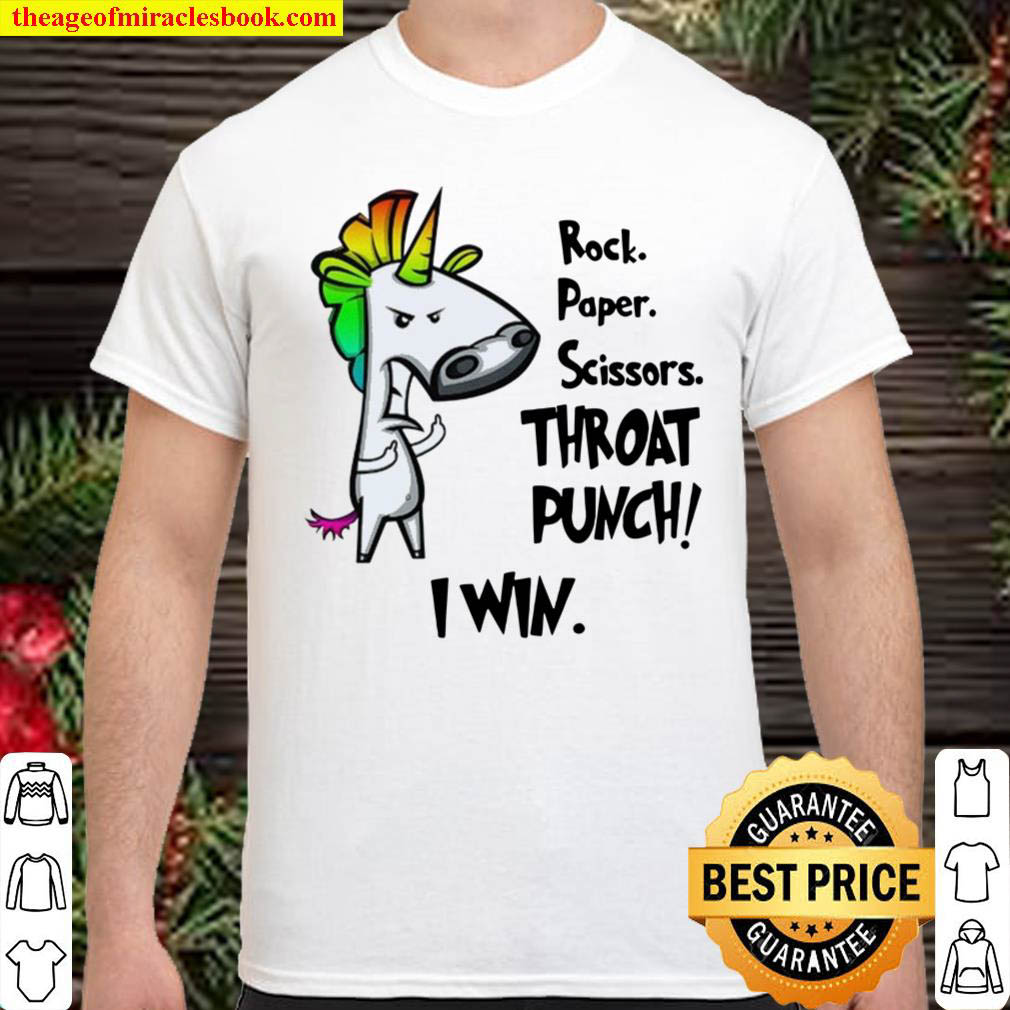 Official Rock, Paper, Cissors Throat Punch I Win Shirt