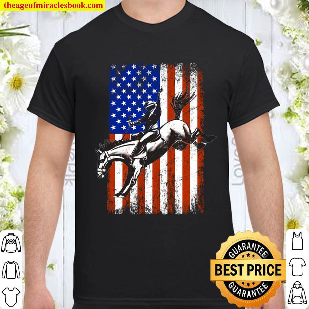 Official Rodeo Horse Rider Patriotic American Flag Cowboys Riding T-Shirt Official Rodeo Horse Rider Patriotic American Flag Cowboys Riding T-Shirt