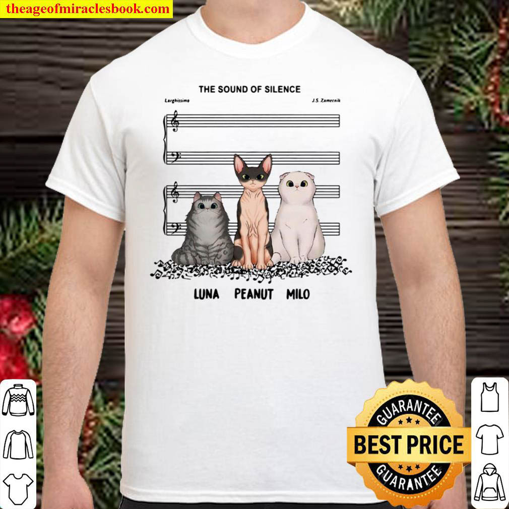 Buy Now – The Sound Of Silence Luna Peanut Milo Cats Music T-shirt