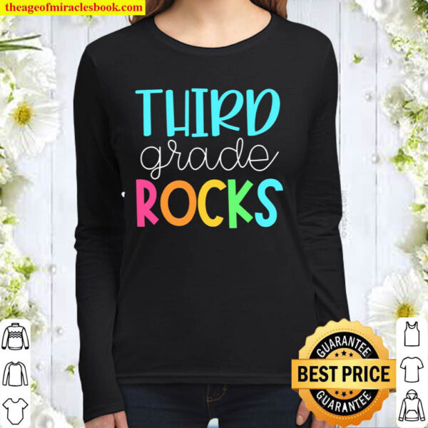 Third Grade Teacher 3rd Grade Rocks Classroom Women Long Sleeved