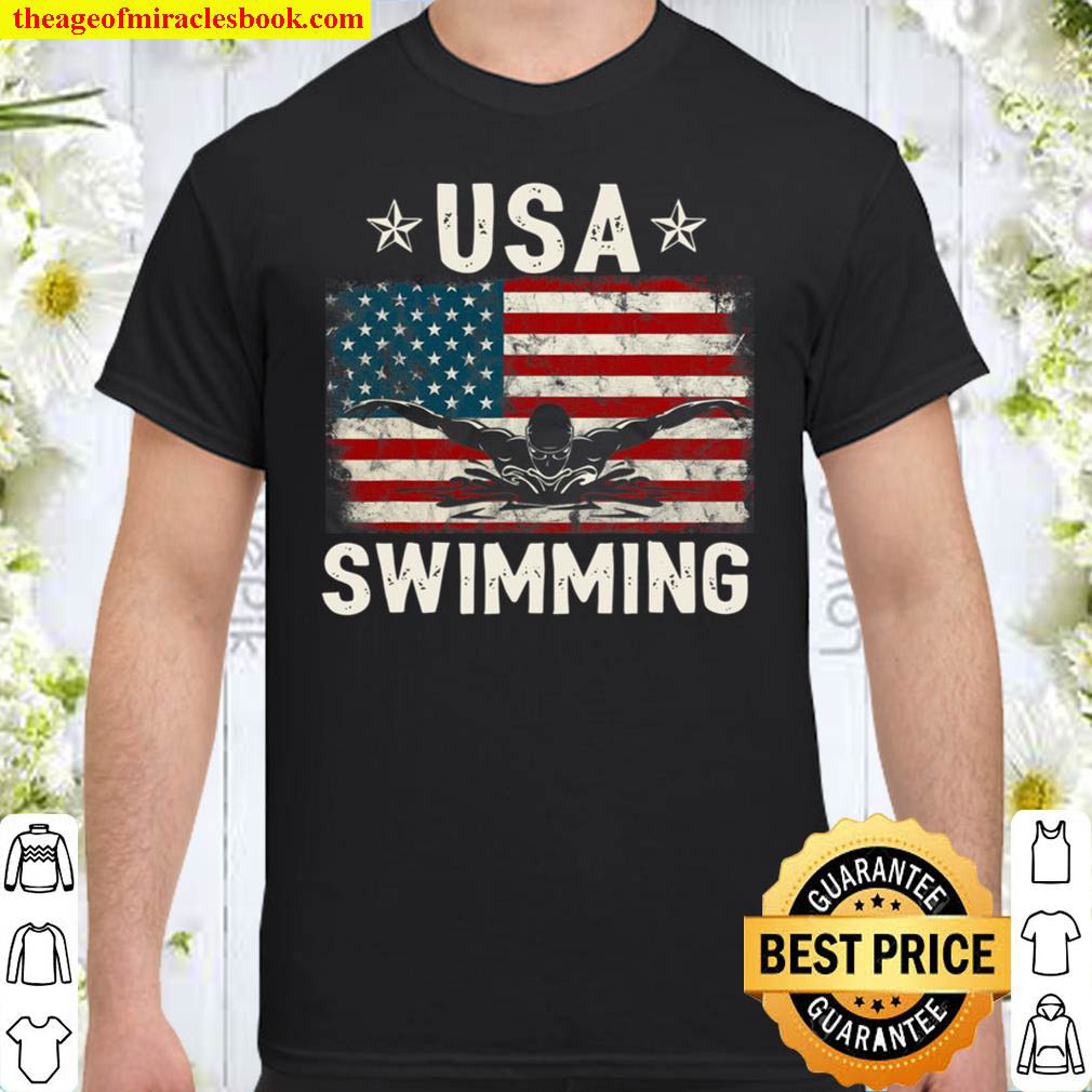 [Sale Off] – Usa Vintage Swimming Team Retro Support Usa Swimmer Shirt