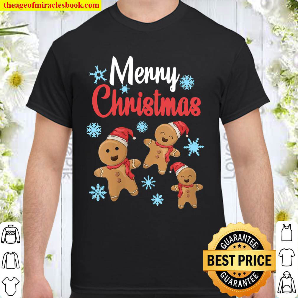 Official Womens Merry Christmas Gingerbread Xmas Cookies Shirt