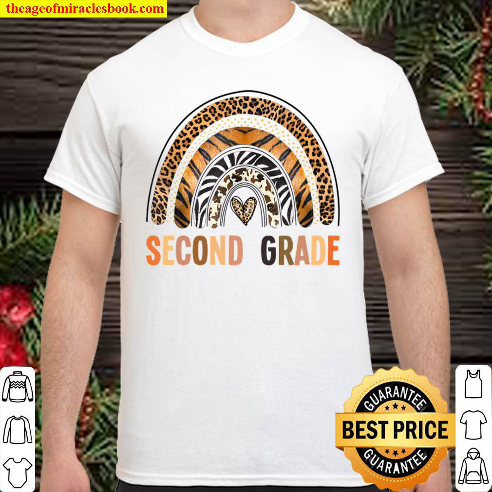 Official 2nd Grade Teacher Team Rainbow Leopard Skin Back To School T-Shirt