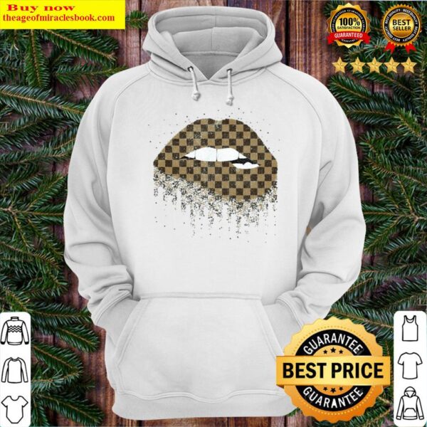 Brown Checkerboard Pattern Dripping Lips Hoodie