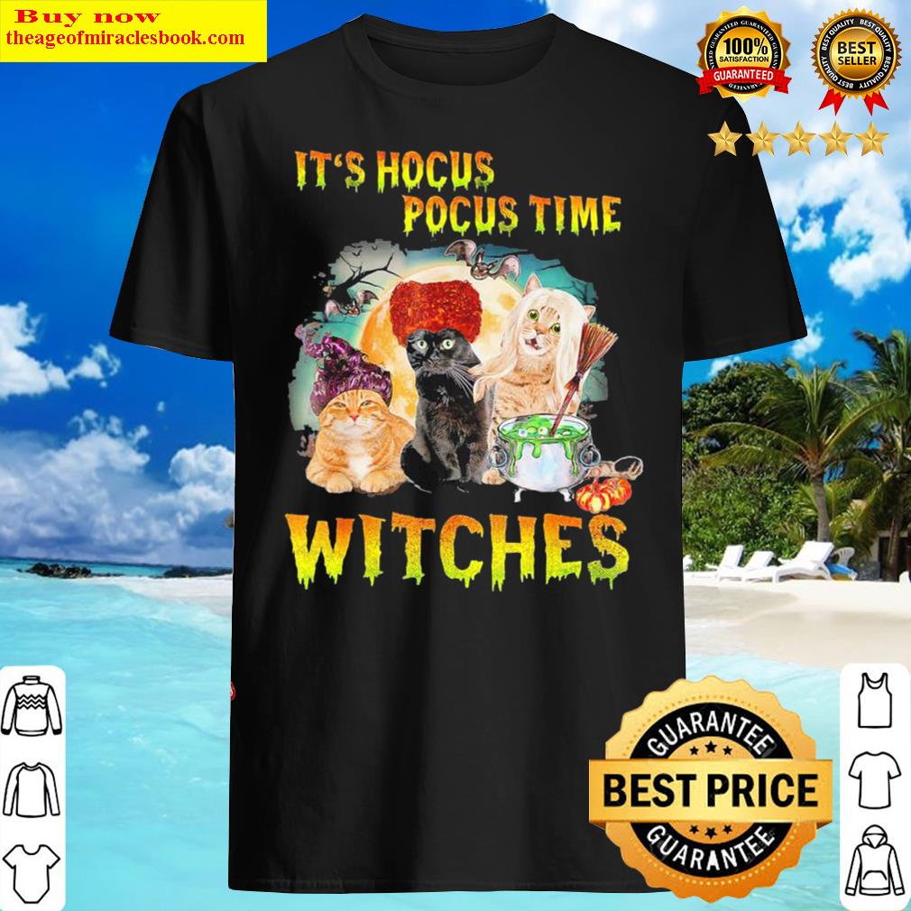 Cat It’s Hocus Pocus Time Witches Funny Halloween Design Cats