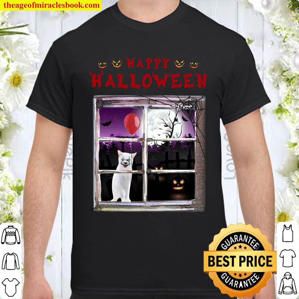 Official Cat Sit Next To Window Happy Halloween Shirt