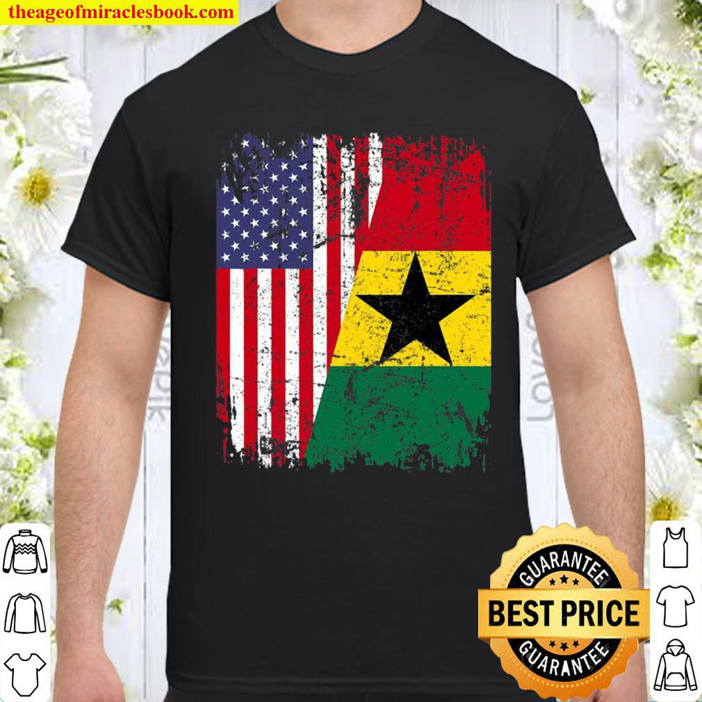 Official Ghanaian Roots Half American Flag Ghana shirt