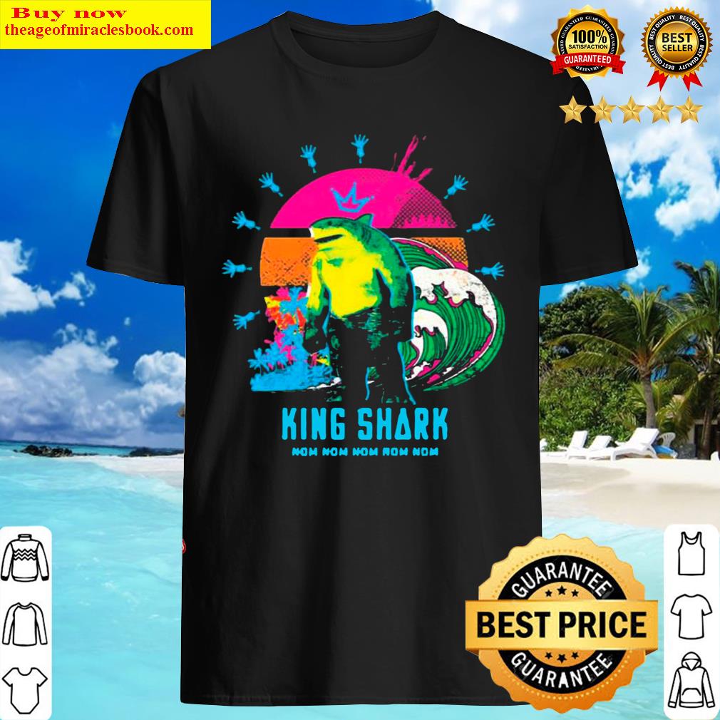 Original retro sunset king shark nom nom shirt hoodie, tank top, unisex sweater