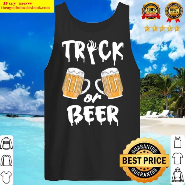 Trick Or Beer Pumpkin Witch Halloween Tank Top