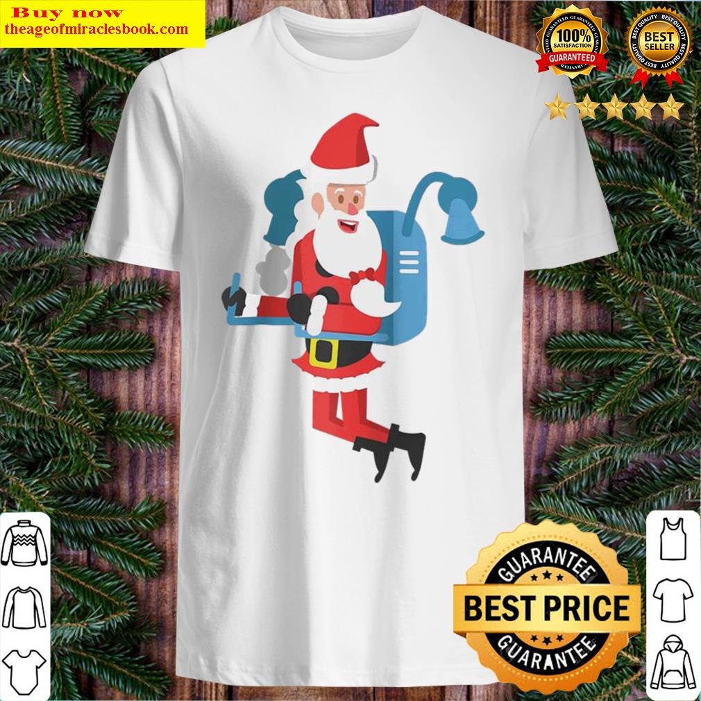 Santa Delivering With Modern Tools Raglan Baseball Tee