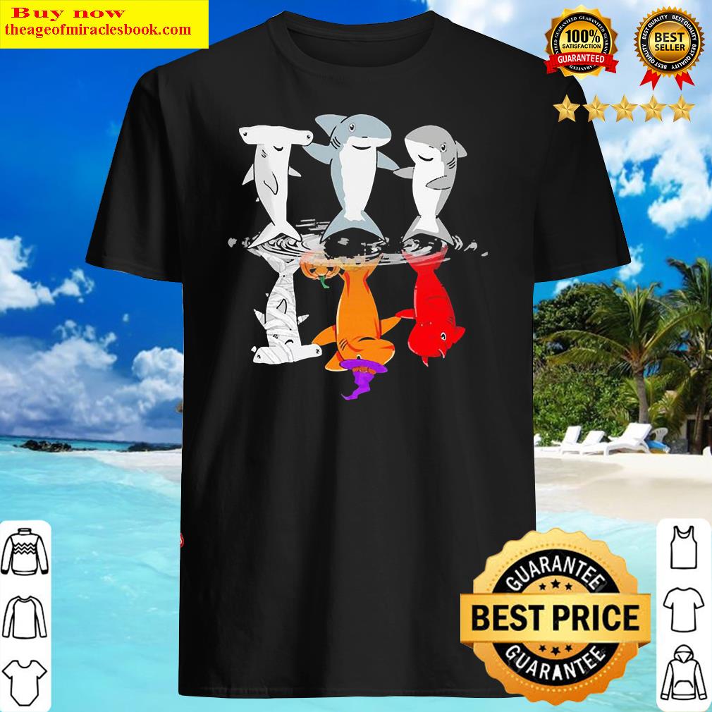Awesome Three Shark Upside Down Halloween Shirt