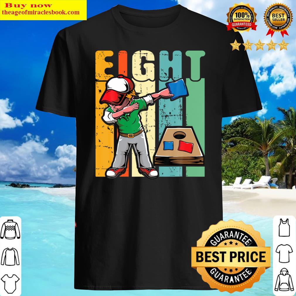 Dabbing Boy 8 Year Old Cornhole 8th Birthday Fun C Shirt