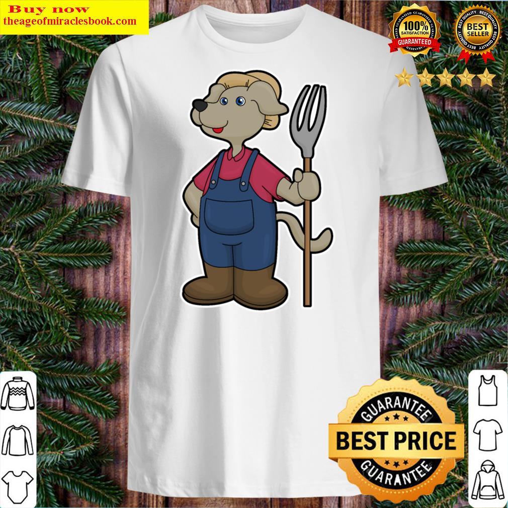 Dog As Farmer With Rake & Hat Shirt
