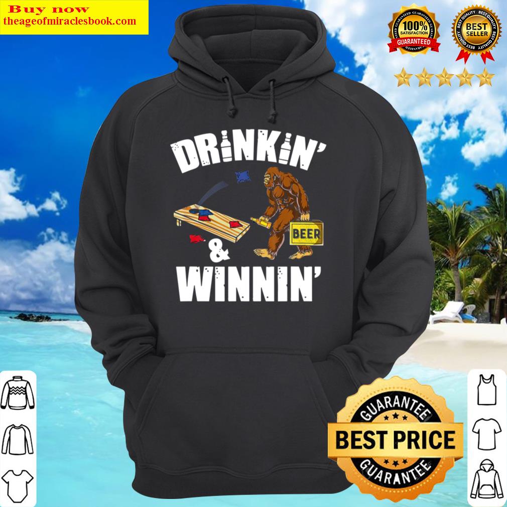 drinking winning bigfoot playing cornhole hoodie