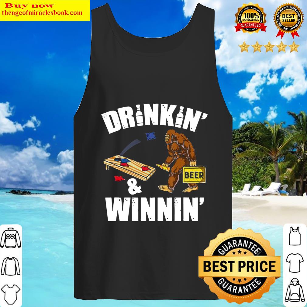 drinking winning bigfoot playing cornhole tank top