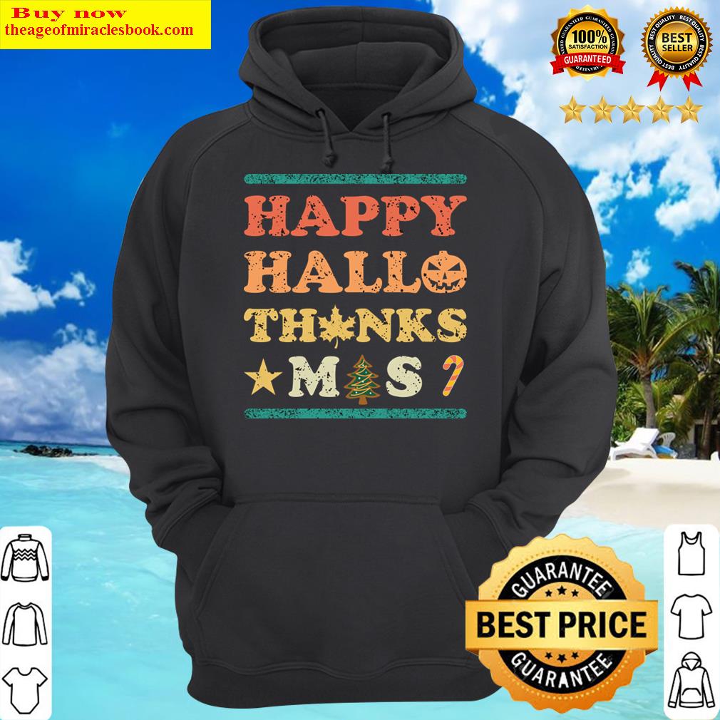 happy hallothanksmas vintage funny hoodie