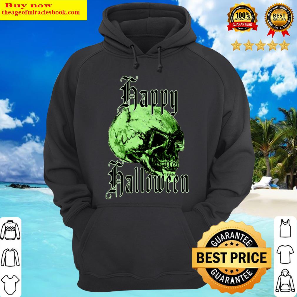 happy halloween green skull hoodie