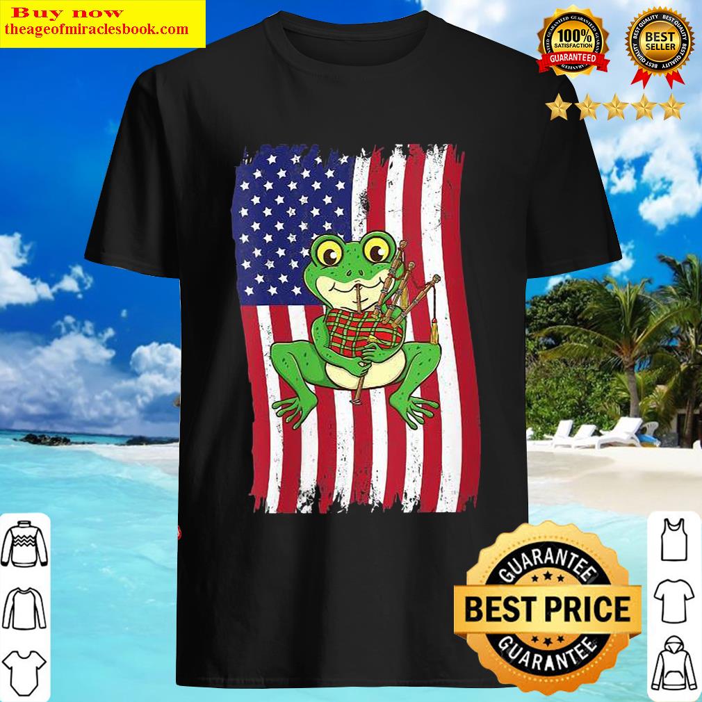 Womens American Flag Frog Playing Bagpipe Shirt Womens American Flag Frog Playing Bagpipe Shirt