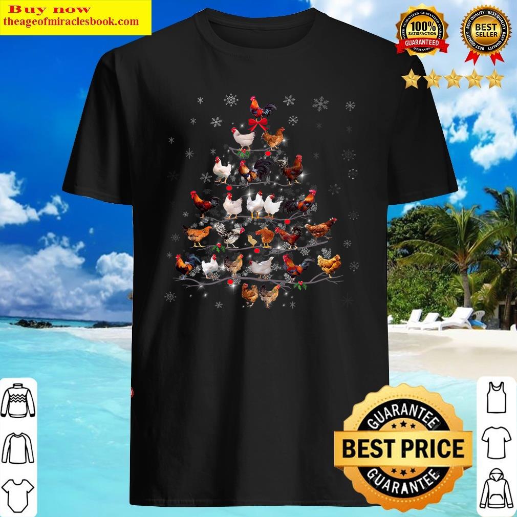 Funny Chickens Christmas Tree Tee Ornament Decor Gift Shirt
