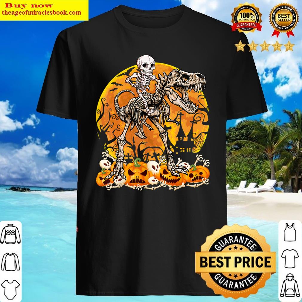 Funny Skeleton Riding T-rex Halloween Shirt Funny Skeleton Riding T-rex Halloween Shirt
