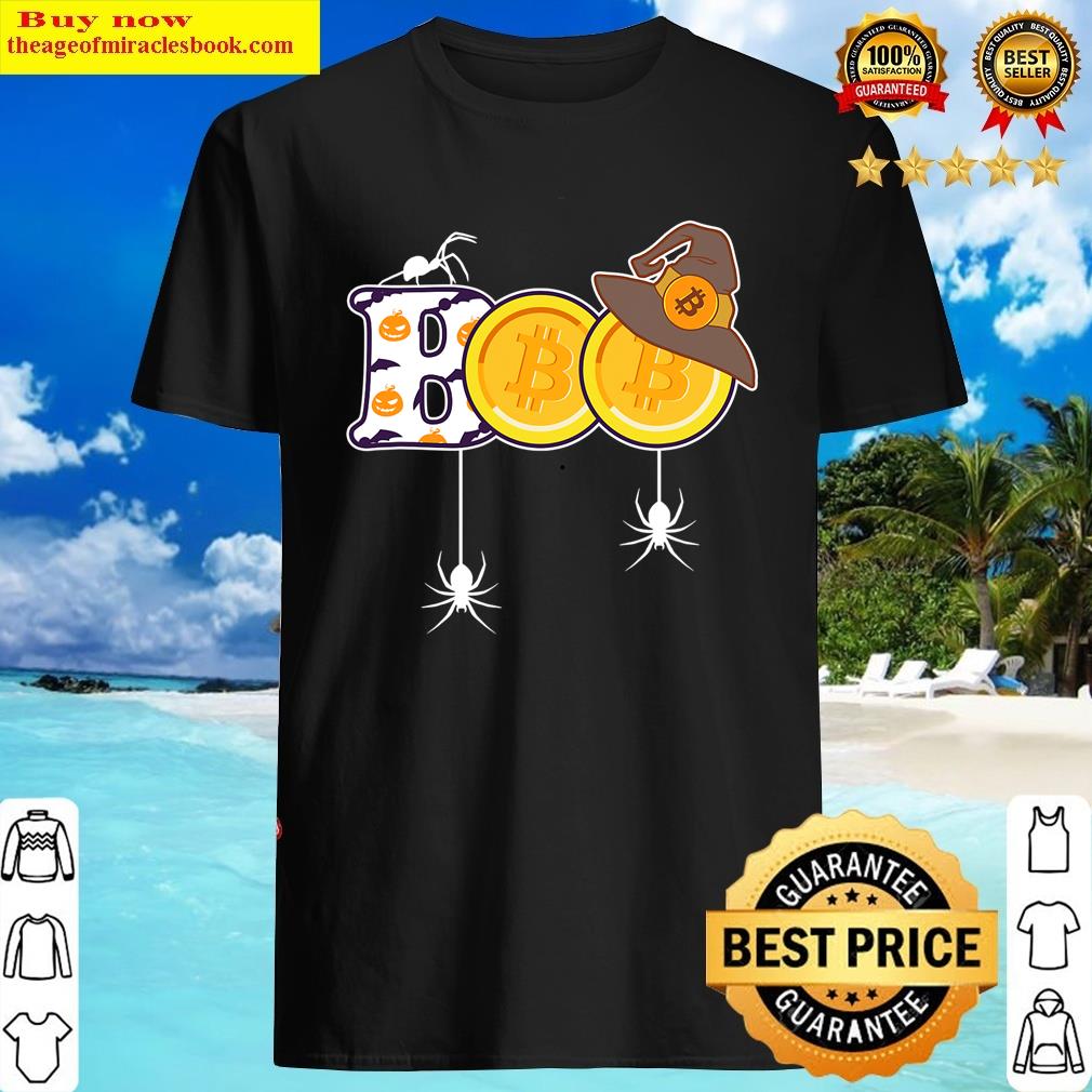 Halloween Boo Spiders Witch Hat Bitcoin Shirt