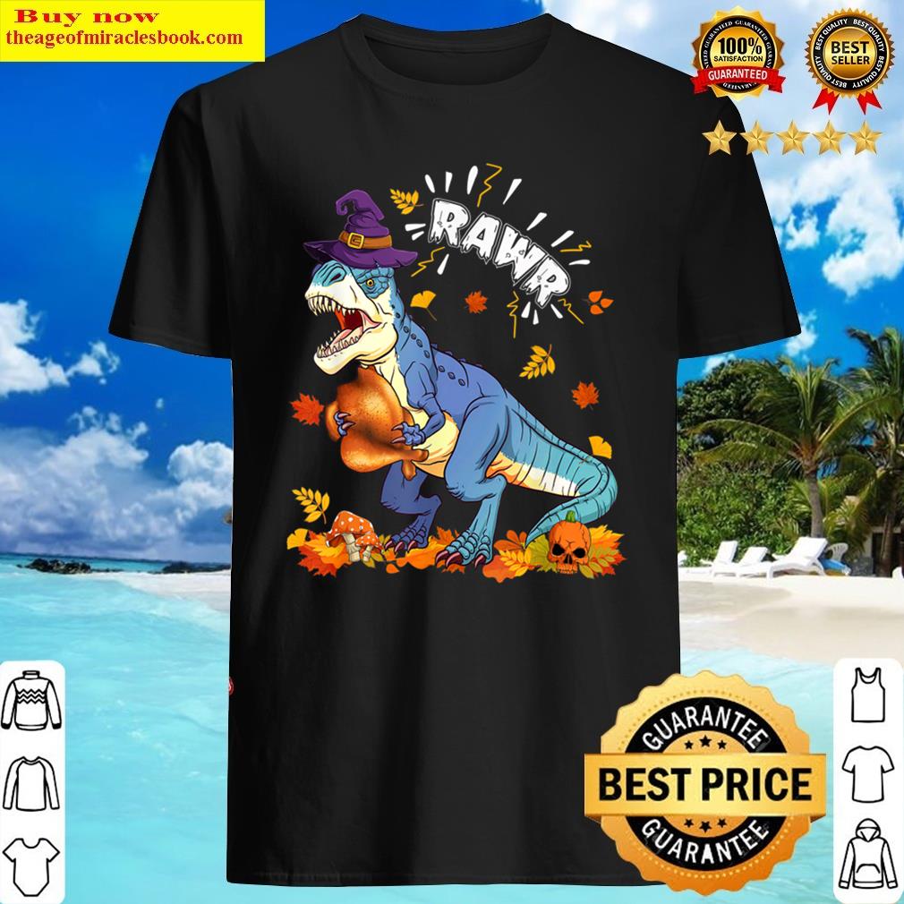 Halloween Trex Dinosaur Witch Pumpkin Shirt