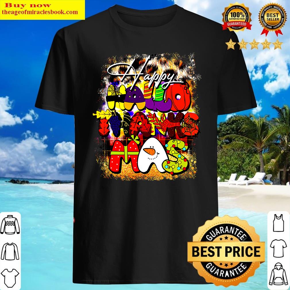 Happy Hallothanksmas Funny Leopard Tie Dye Shirt