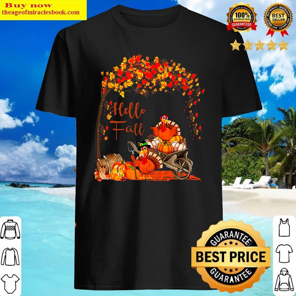 Hello Fall Thanksgiving Cute Turkey 2021 Shirt