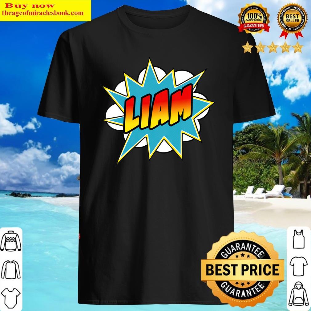 Kids Boys Liam Comic Book Superhero Name Shirt