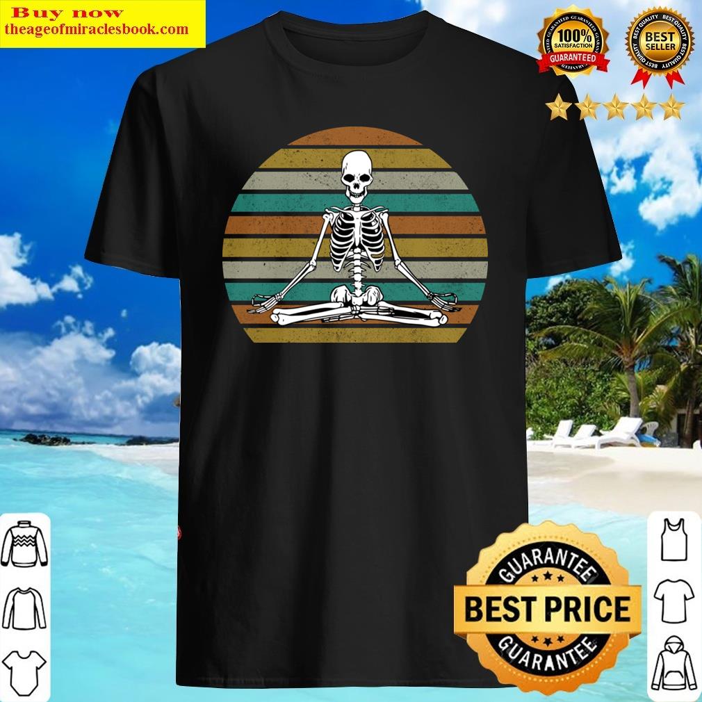 Meditating Skeleton Halloween Retro Shirt