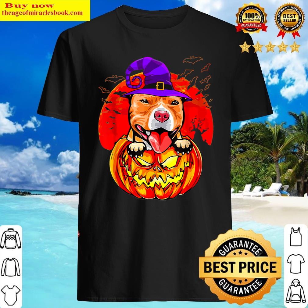 Pitbull Witch Pumpkin Halloween Shirt