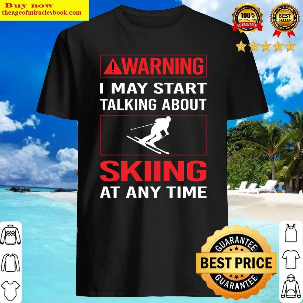 Red Warning Skiing Ski Skier Shirt