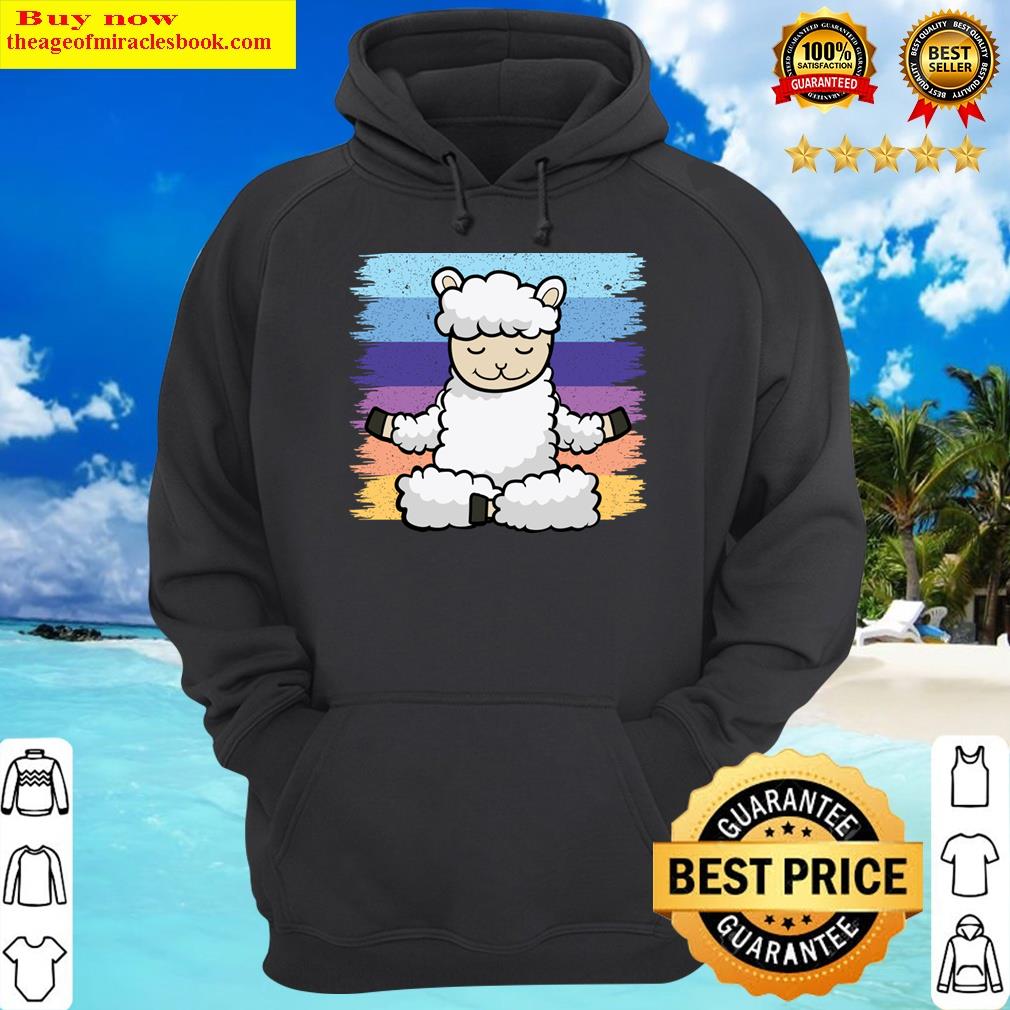 retro llama meditating hoodie